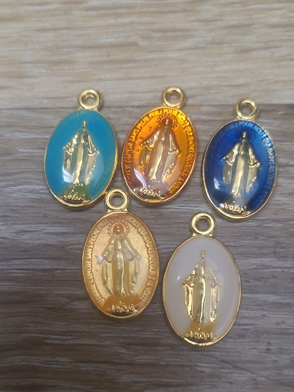 Gold Miraculous Medal Pendant - Multicolor Enamel Options